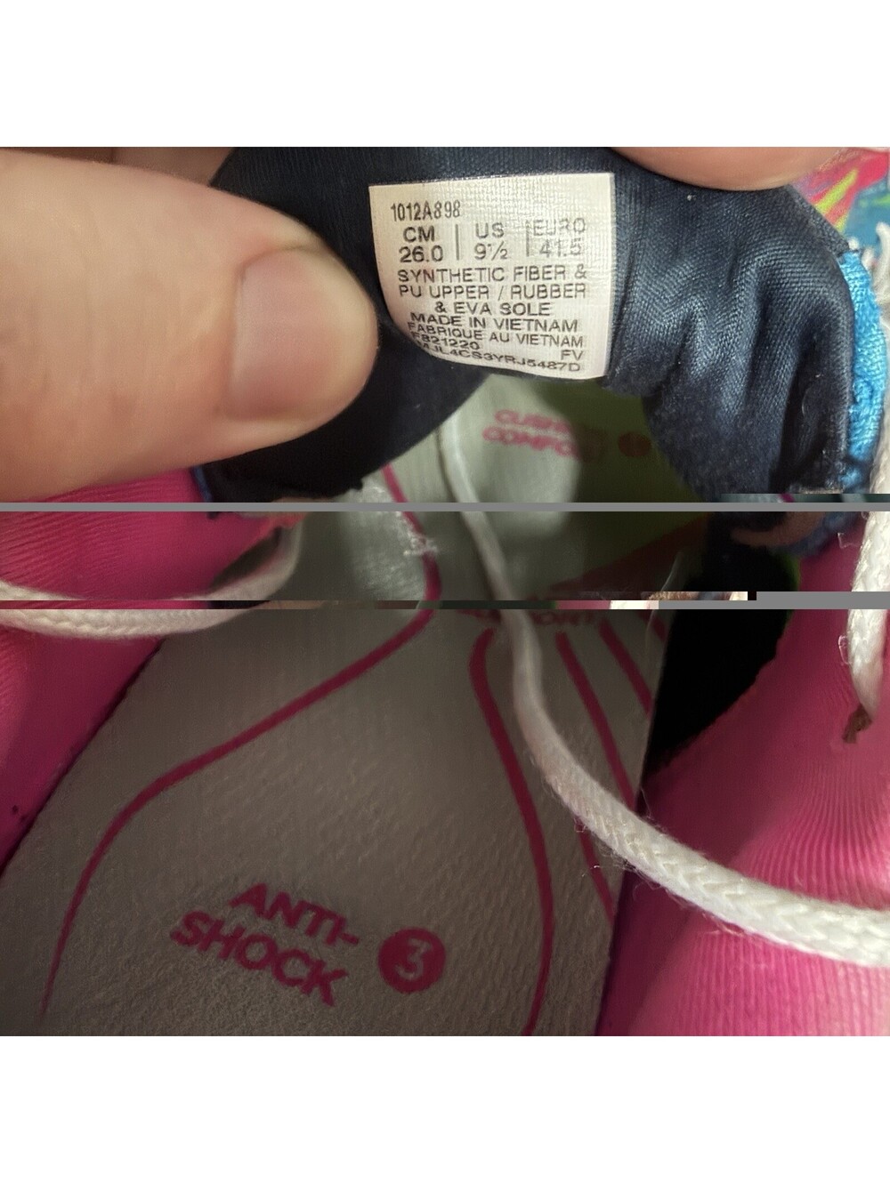 Asics Noosa Tri 34 Size 9.5 US Women Aqua Hot Pink Shoes - Picture 7 of 9